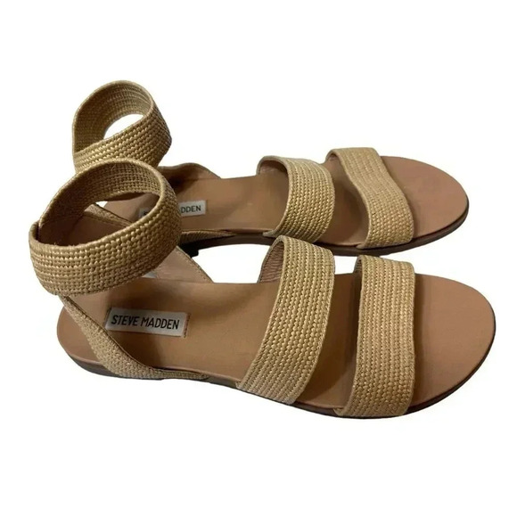 Steve Madden Effie straw ankle strap sandals size 9.5 - Picture 4 of 10